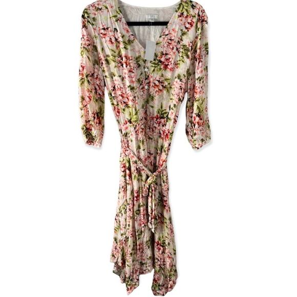 J. Jill Dresses & Skirts - J. Jill women’s floral print tie waist asymmetric flowy dress size medium petite